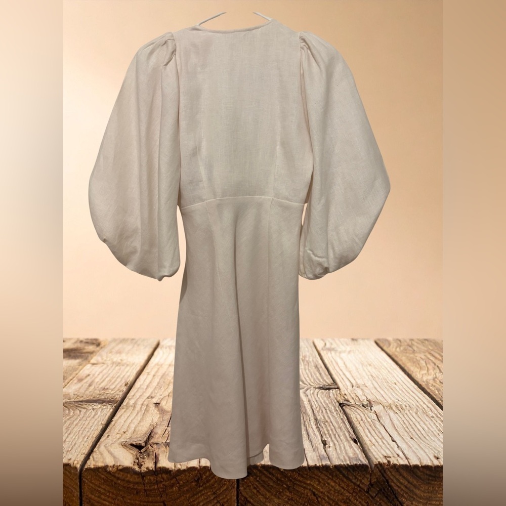 Shona Joy Cream Mini Dress with Front Tie - Picture 4 of 7